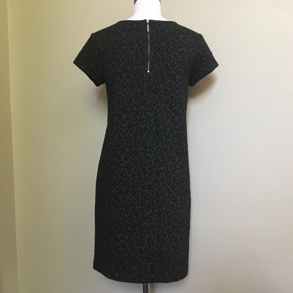 LOFT black gray Leopard shift Knit S/S Dress XS - Picture 7 of 7